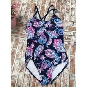 Kami Girls Size 16 One Piece Swimsuit Tropical Multicolor Floral Summer Pool